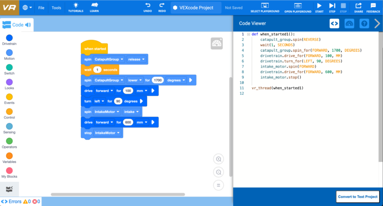 Virtual Skills – VEX 机器人