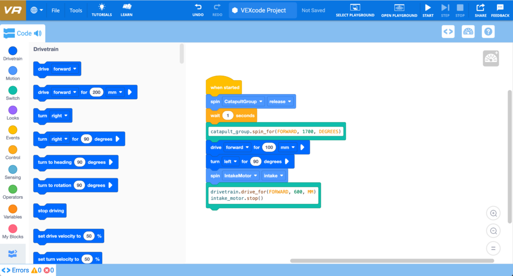 Vex Basic Programming Virtual Skills – VEX 机器人