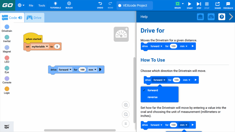 Vexcode Go Build VEXcode Go – VEX 机器人