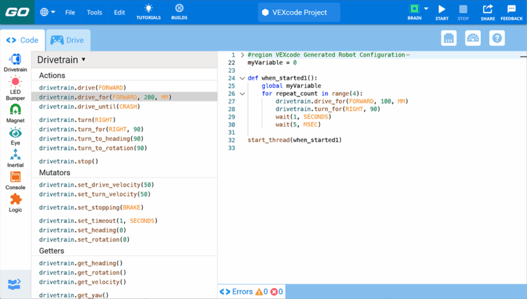 Vexcode Go Build VEXcode Go – VEX 机器人
