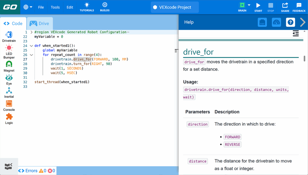 Vex Go Code VEXcode Go – VEX 机器人